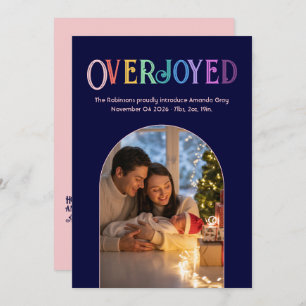 Blush Harmony Xmas Baby Birth Announcement Photo