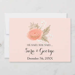 blush He said, She said bridal shower game card