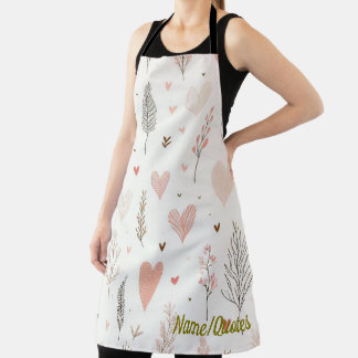Blush Hearts & Botanical Seamless Pattern Apron
