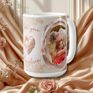 Blush Heirloom Heart Family Photo Keepsake Panel Coffee Mug