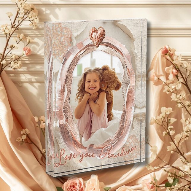 Blush Heirloom Heart Photo Frame Loving Keepsake Block (Creator Uploaded)