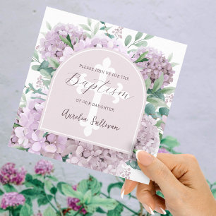 Blush Hydrangea Arch Baptism Invitation