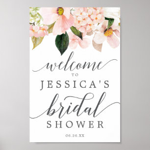 Blush Hydrangea Bridal Shower Welcome Sign