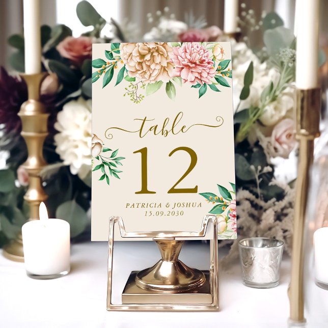 Blush Hydrangea Floral Wedding Table Number Card (Creator Uploaded)