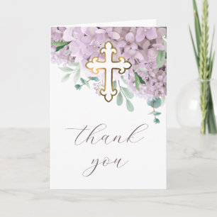 Blush Hydrangea Holy Cross Religious Thank You Card