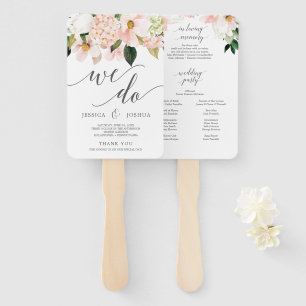 Blush Hydrangea Wedding Program Fan Loving Memory