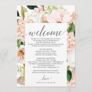 Blush Hydrangea Wedding Welcome Itinerary Letter Programme