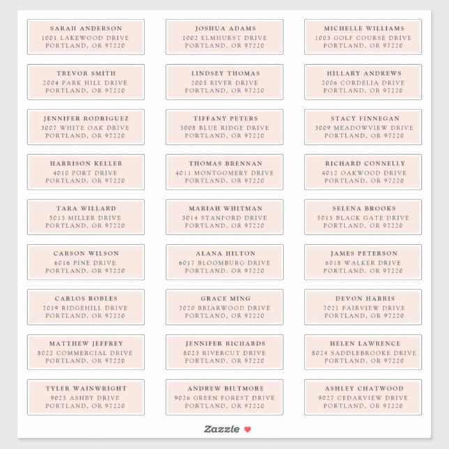 Blush | Individual Guest Address Labels (Sheet)