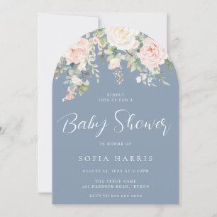 Blush & Ivory Blue Boy or Girl Baby Shower Invitation