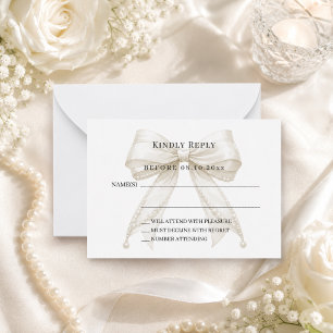 Blush ivory bow response RSVP Card