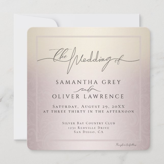Blush Ivory, Elegant Minimalist Wedding Invitation (Front)
