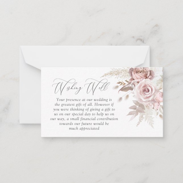 Blush Ivory Floral Wedding Wishing Well Card (Front)