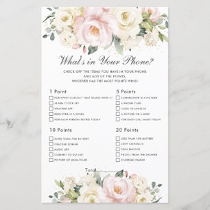 Blush Ivory Floral What's In Your Phone Baby Game