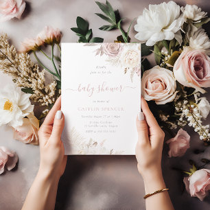 Blush & Ivory Gorgeous Floral Baby Shower Invitation