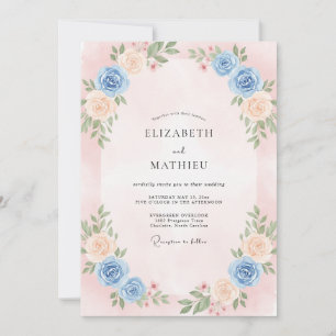 Blush Ivory Leafy Wedding Invitation