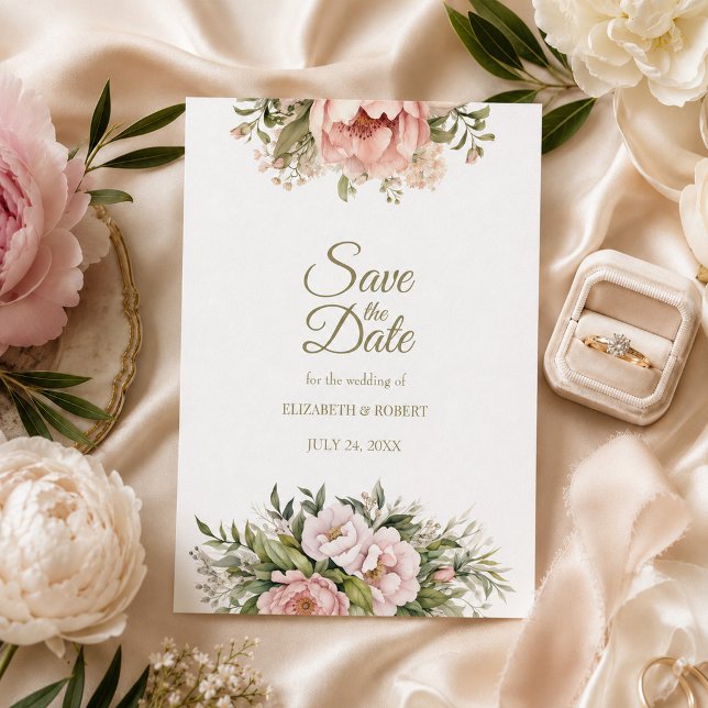Blush & Ivory Peony Save the Date (Blush & Ivory Peony Save the Date)