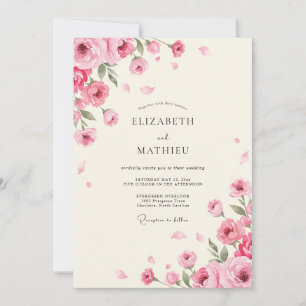 Blush Ivory Peony Wedding Invitation