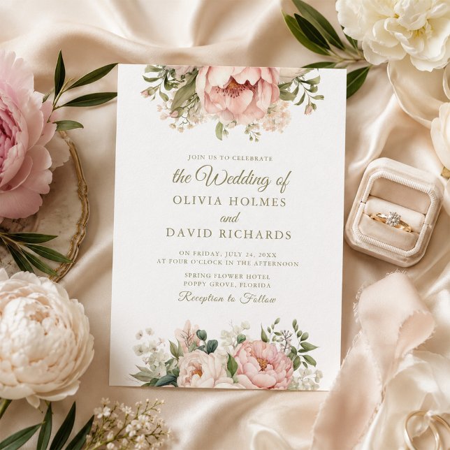Blush & Ivory Peony Wedding Invitation (Blush & Ivory Peony Wedding Invitation)