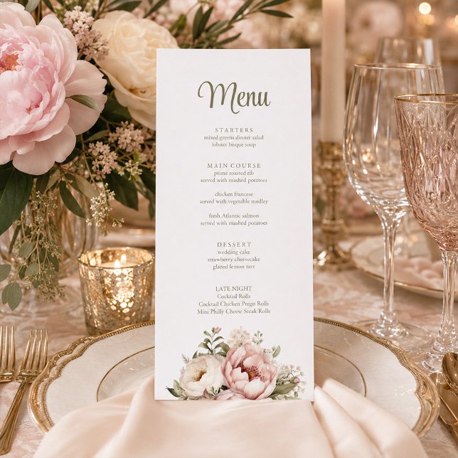 Blush & Ivory Peony Wedding Menu (Blush & Ivory Peony Wedding Menu)
