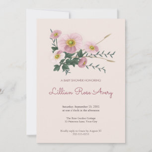 Blush Japanese Anemone Baby Shower Invitation