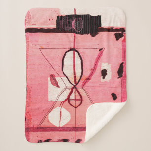 Blush Kilim: Pink Moroccan Heritage Art Sherpa Blanket