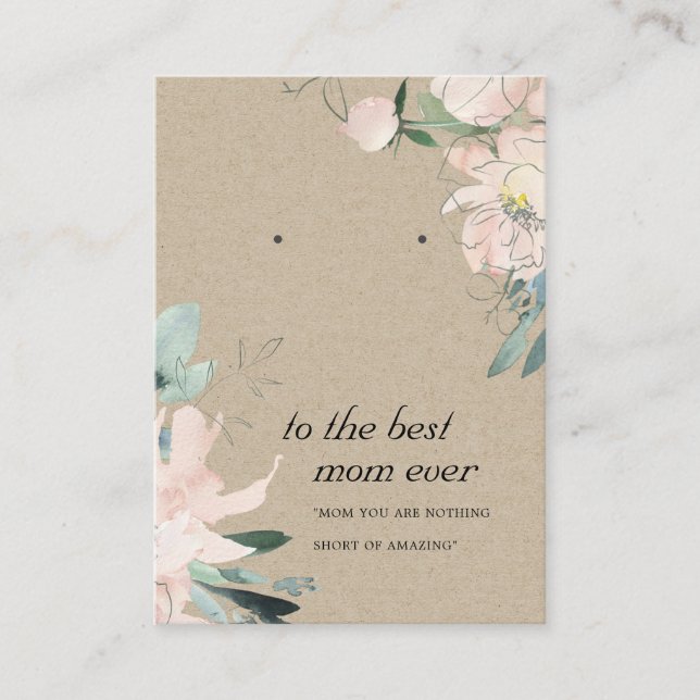 BLUSH KRAFT FLORAL MOM GIFT EARRING DISPLAY CARD (Front)
