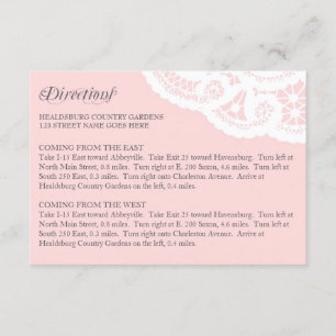 Blush Lace Doily Wedding Directions Enclosure Card