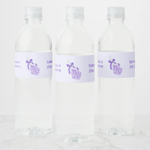 Blush Lavender Design Wedding Water Bottle Label