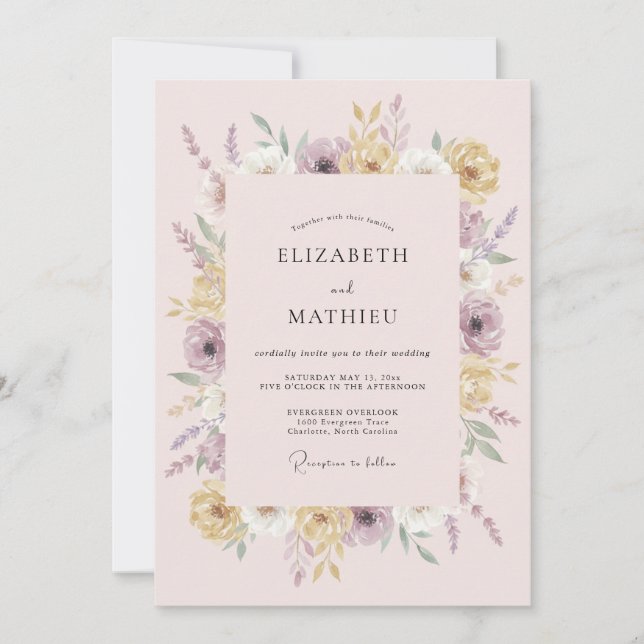 Blush Lavender Graceful Spring Wedding Invitation (Front)