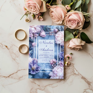 Blush & Lavender Marble Floral Wedding Invitation