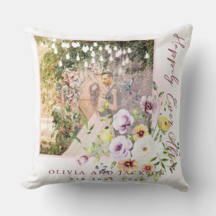 Blush Lavender Purple Floral Happily Ever After  Cushion