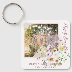 Blush Lavender Purple Floral Happily Ever After  Key Ring