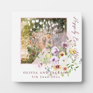 Blush Lavender Purple Floral Happily Ever After Plaque