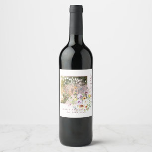 Blush Lavender Purple Floral Happily Ever After  Wine Label