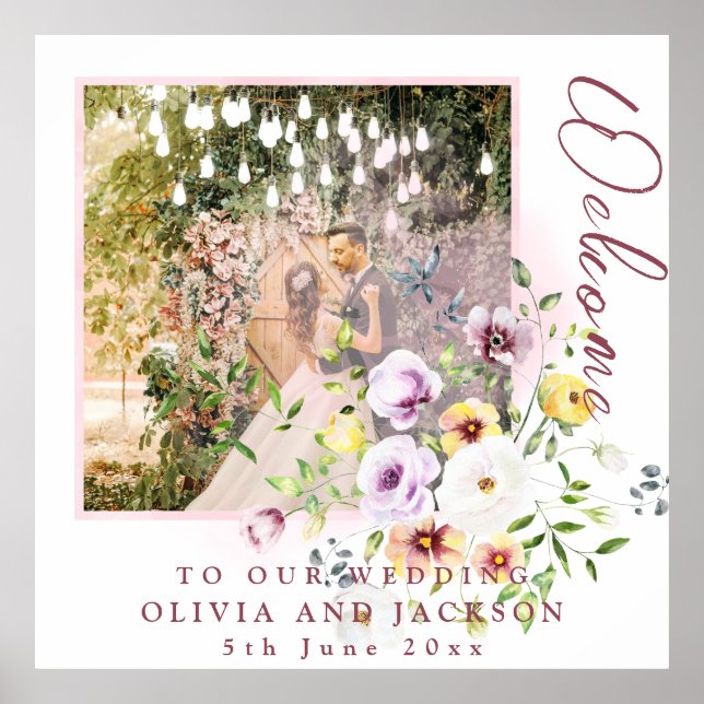 Blush Lavender Purple Floral Wedding Welcome   Poster (Front)