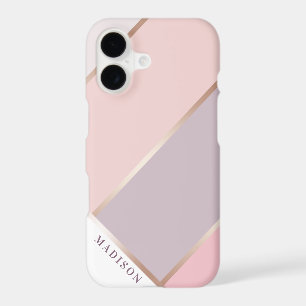 Blush & Lavender Rose Gold Geometric Angled Stripe