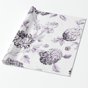 Blush Lavender Vintage Botanical Floral Toile Wrapping Paper