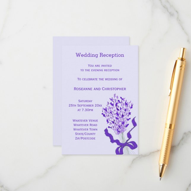 Blush Lavender Wedding Reception Enclosure Card (Front/Back In Situ)