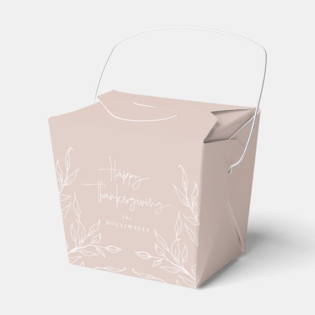 Blush Leaf Motif Happy Thanksgiving Favour Box (Front Side)