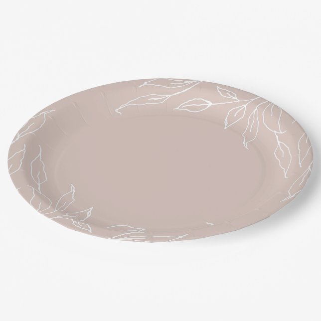 Blush Leaf Motif Thanksgiving Party Paper Plate (Angled)