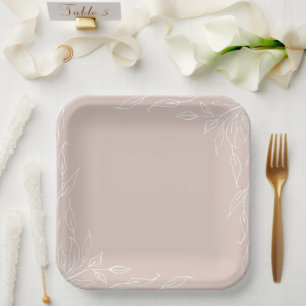Blush Leaf Motif Thanksgiving Party Paper Plate