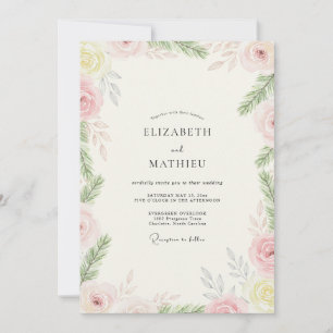 Blush Lemon Leaf Wedding Invitation