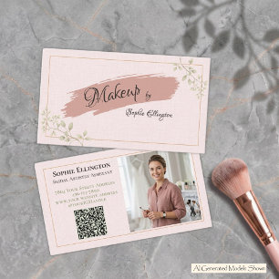 Blush Linen Sage Luxury Bridal Artistry Assistant Business Card
