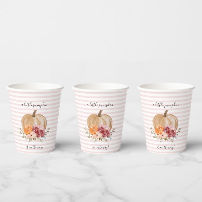 Blush Little Pumpkin Paper Cups Pumpkin Baby Showe (Multi)