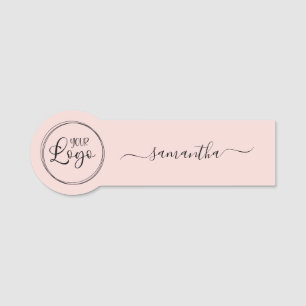 Blush Logo with Elegant Swash Signature Name Tag