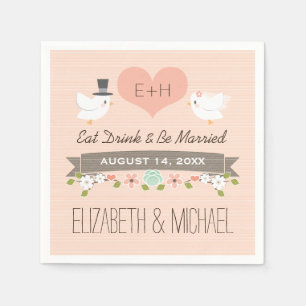 Blush Love Bird Dove Wedding Napkin