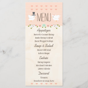 Blush Love Birds Dove Wedding Menu