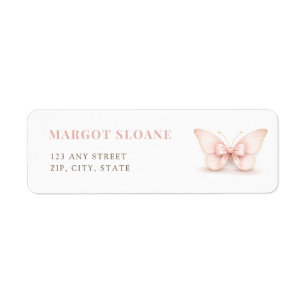 Blush Luxury Butterfly Theme Party Return Address