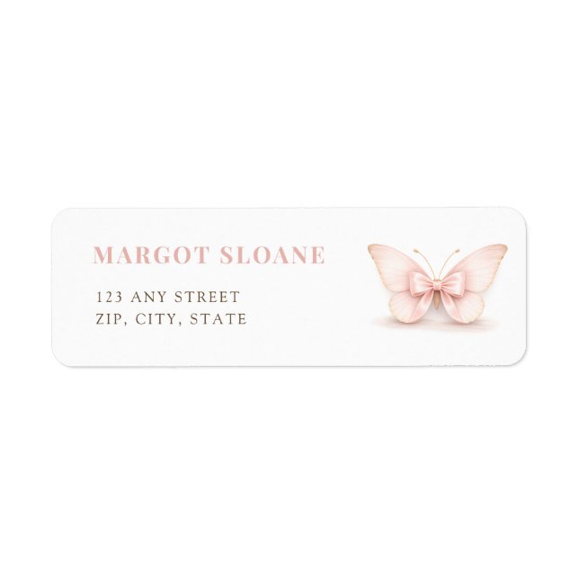 Blush Luxury Butterfly Theme Party Return Address (Front)