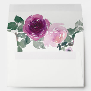 Blush Magenta Floral Bouquet Ivory Envelope